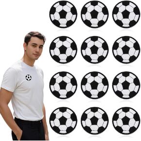 12pcs Chenille Soccer Patches Iron on Soccer Patches Soccer Ball Patch Iron on Patch Sport Embroidered Appliques Patch for DIY Crafts Sport Cap Shirts Jackets Hats Jeans Shoes Bags