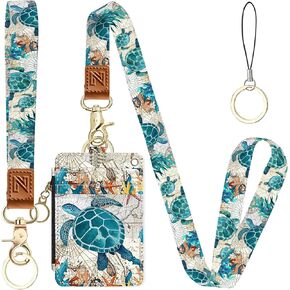 محفظة شارة معرف لطيف Dinosaur 2-in-1 ومحفظة Lanyard للمعلمين ، والممرضات ، والمهنيين ، و Cute Shippered Coin ، والمعصم القابل للإزالة ، و 5 فتحات بطاقة أنيقة أساسية