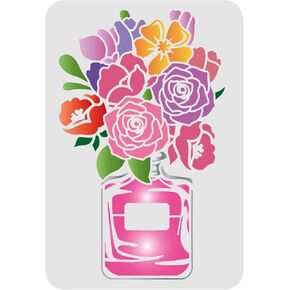 FINGERINSPIRE Flower Vase Stencil Stencils 11.7x8.3 inch Floral Flower Painting Stencil Plastic Flowers & Perfume Bottle Pattern Stencils Resuable Rose Stencil for Painting on Wood Floor Wall