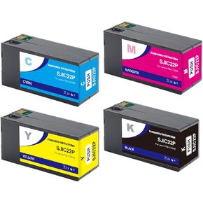 SJIC22P خراطيش حبر استبدال SJIC22P 4PACK C33S020577 C33S020581 C33S020582 C33S020583 حبر خراطيش توافق للألوان TM-C3500 TMC3500 C3500 C3510 C3520