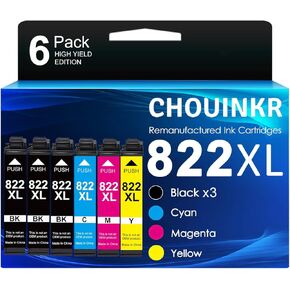822xl Ink cartridges Remanufactured Replacement for Epson 822XL Ink Cartridges 822 XL Use with WF-3820 WF-3823 WF-4820 WF-4830 WF-4833 WF-4834 Printer (3 Black Cyan Magenta Yellow)