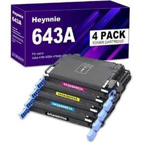 إعادة تصنيع 643A استبدال خرطوشة الحبر لـ HP 643A Q5950A Q5951A Q5952A Q5953A للألوان 4700DN 4700DTN 4700N 4700PH+ طابعات (4 عبوات)