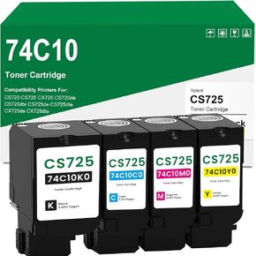 CS725 74C10 74C10K0 74C10C0 74C10Y0 74C10M0 Toner Cartridges 4PK High Yield Compatible for Lexmark CS725 74C10 CX725 74C1S for CS720de CX725de CX725dhe CS720dte CX725dth CS725de Printer Ink (4 Pack)