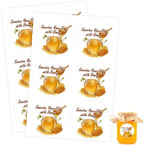 240pcs ملصقات جرة العسل العسل ملصقات تعليب ملصقات زجاجة عسل نقية لزخارف جرة العسل وعلامات الهدايا