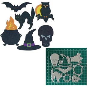 Halloween Set Metal Die Cuts Cutting Dies, Halloween Set Cutting Dies Paper Cards Cutting Dies Cut Stencils for DIY Embossing Card Making Book Tags Decorative Paper Dies Scrapbooking
