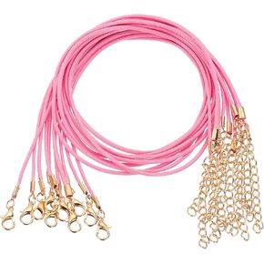 HARFINGTON 20pcs Waxed Necklace Cord Bulk, 18 Inches and 1.5mm Dia Necklace String Rope with Clasp for Pendants, Bracelets, Necklaces, Jewelry Making Beading Supplies,Pink Red