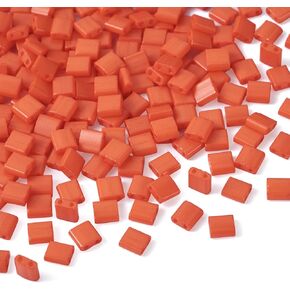 Crafans 200pcs حبات الزجاج الأخضر بذور الزجاج Tila حبات 2 حفرة مسطحة مربعة على شكل حبات فضفاضة الفاصل حبات الخصر طقم للحرف اليدوية الديك