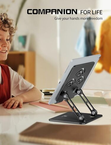 Tablet Stand, Adjustable Tablet Holder for Desk – Premium Aluminum, Portable Holder for iPads, Kindle, Switch, and Smartphones, Fits 4-12" Devices (Silver, Pro Size) in Kuwait
