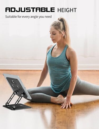 Tablet Stand, Adjustable Tablet Holder for Desk – Premium Aluminum, Portable Holder for iPads, Kindle, Switch, and Smartphones, Fits 4-12" Devices (Silver, Pro Size) in Kuwait