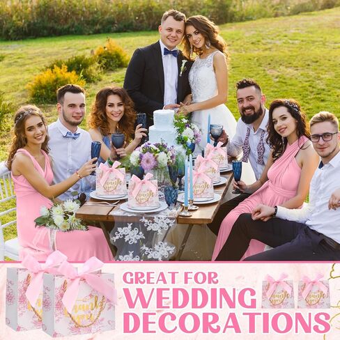 Kolldenn 40 Pcs Small Thank You Floral Gift Bags 5.5''x 2.4''x 4.7'' Pink White Paper Party Favor Bag with Handle Chinoiserie Floral Bag Bulk with Ribbon for Wedding Birthday Bridal Baby Shower in Saudi Arabia