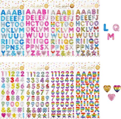 8 أوراق 320 PCS ملصقات 3D منتفخة رقم الأبجدية ملصقات ملصقات ملصقات ملصقات ملصقات ملصقات ملصقات ملصقات ثلاثية الأبعاد ملونة للتقويم القصير DIY in Saudi Arabia