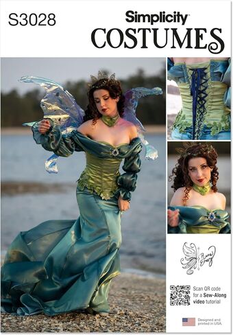 Simplicity SS3028H5 Misses' Fantasy Water Fairy Costume Sewing Pattern Packet by Raine Emery, Design Code S3028, Sizes 6-8-10-12-14, Multicolor in Saudi Arabia