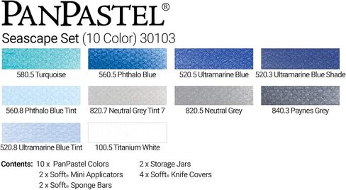 Panpastel Artist Pastels by Golden ، Seascape Set ، 10 Color ، Provess Artist Pastels ، Freefy Pan Format (تشبه الكيك) in Kuwait