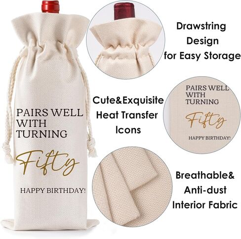 40th Birthday Gifts for Women Men - Vintage 1985 Wine Bottle Bags with Drawstring, Reusable Linen Gift Bag for 40 Years Old Anniversary Decorations Pairs Well with Turning Forty Birthday in Saudi Arabia