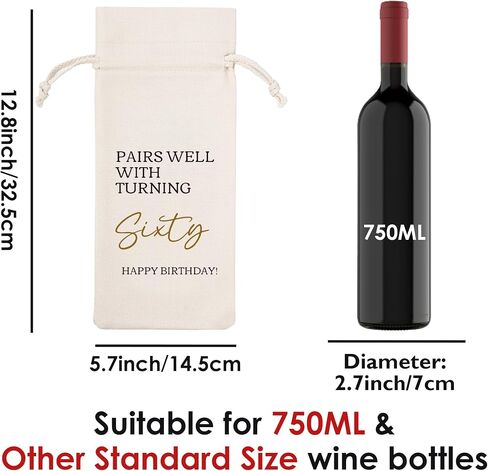 40th Birthday Gifts for Women Men - Vintage 1985 Wine Bottle Bags with Drawstring, Reusable Linen Gift Bag for 40 Years Old Anniversary Decorations Pairs Well with Turning Forty Birthday in Saudi Arabia