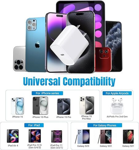 4-Pack USB C Block, for iPhone Charger Block, 20W Power Wall Type C Adapter, Fast Type C Charging Plug for iPhone 16, 16 Plus,15, 15 Pro Max,14,13,12,11, X, XR, XS Max, Galaxy S24, S23, S22, S21, S20 in Kuwait