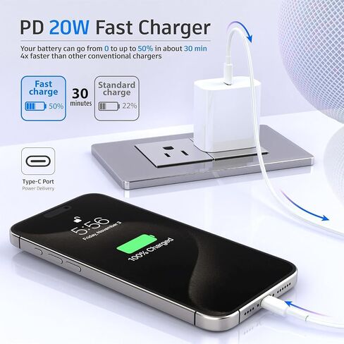 4-Pack USB C Block, for iPhone Charger Block, 20W Power Wall Type C Adapter, Fast Type C Charging Plug for iPhone 16, 16 Plus,15, 15 Pro Max,14,13,12,11, X, XR, XS Max, Galaxy S24, S23, S22, S21, S20 in Kuwait