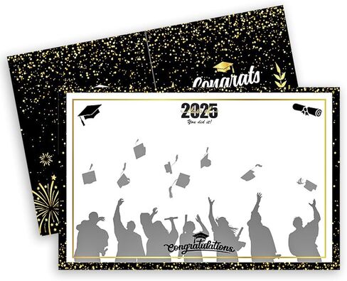 Threetols Graduation Signature Board, Class of 2025 Congrats Grad Sign in Poster Graduate Guest Book Greeting Card for Graduation Party Supplies Favors Gifts (Black) in Saudi Arabia