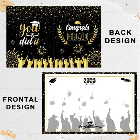 Threetols Graduation Signature Board, Class of 2025 Congrats Grad Sign in Poster Graduate Guest Book Greeting Card for Graduation Party Supplies Favors Gifts (Black) in Saudi Arabia