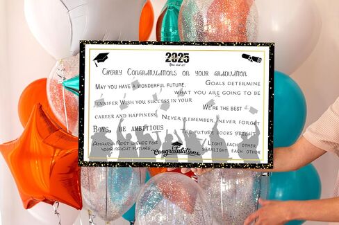 Threetols Graduation Signature Board, Class of 2025 Congrats Grad Sign in Poster Graduate Guest Book Greeting Card for Graduation Party Supplies Favors Gifts (Black) in Saudi Arabia