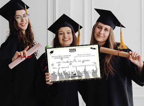 Threetols Graduation Signature Board, Class of 2025 Congrats Grad Sign in Poster Graduate Guest Book Greeting Card for Graduation Party Supplies Favors Gifts (Black) in Saudi Arabia