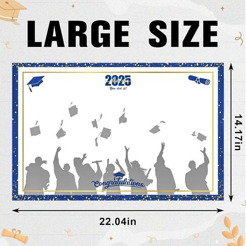 Threetols Graduation Signature Board, Class of 2025 Congrats Grad Sign in Poster Graduate Guest Book Greeting Card for Graduation Party Supplies Favors Gifts (Black) in Saudi Arabia