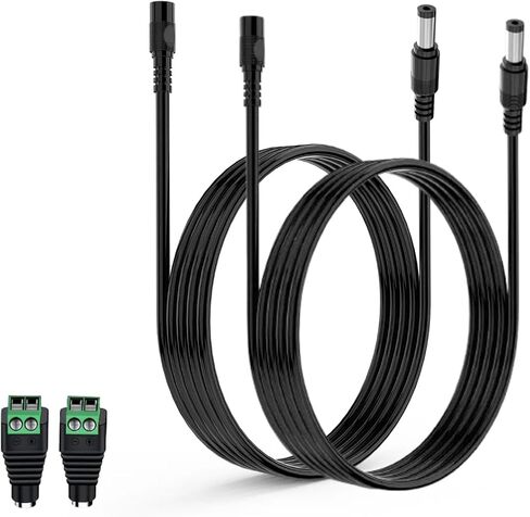 LONNKY 2 Pack 3FT 1M DC Power Extension Cable 5.5mm x 2.1mm, Universal DC 12V Power Extension Cable for Security Camera, LED Strip, CCTV IP Surveillance (2 Pack, Black) in Kuwait
