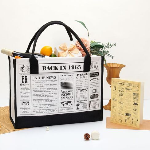 Crisky Birthday Gifts for Women Canvas Tote Bag Vintage Themed Beach Bag and Cosmetic Bag, Gift Card with Envelope & Stickers in Saudi Arabia
