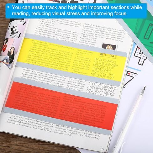 PATIKIL Guided Reading Strips, 12pcs Tracking Highlight Colored Overlay Bookmark Reduce Visual Stress Teacher Teaching Supplies for Classroom, Yellow in Saudi Arabia