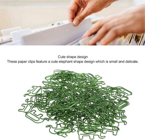 100pcs مقاطع الورق اللطيفة على شكل الفيل ، ودليل ورق من الفولاذ المقاوم للصدأ ، ومقطع ورق مع صندوق تخزين لإشارات الصور الورقية لمدرسة المكاتب والمنزل (الأخضر) in Kuwait