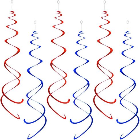 Party Swirl Decorations, Red and Blue Foil Ceiling Hanging Swirl Decoration, Whirls Decorations for Birthday | Wedding | Anniversary | Graduation Party Supplies, Pack of 20 in Saudi Arabia
