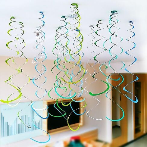 Party Swirl Decorations, Red and Blue Foil Ceiling Hanging Swirl Decoration, Whirls Decorations for Birthday | Wedding | Anniversary | Graduation Party Supplies, Pack of 20 in Saudi Arabia