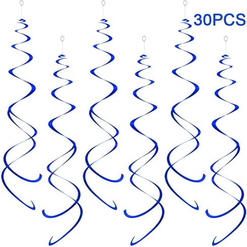 Party Swirl Decorations, Red and Blue Foil Ceiling Hanging Swirl Decoration, Whirls Decorations for Birthday | Wedding | Anniversary | Graduation Party Supplies, Pack of 20 in Kuwait