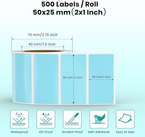 Brown Direct Thermal Labels Vinyl 1 × 2 Inch Self-Adhesive Rectangle Stickers Roll Waterproof Printer Decals Name Tag for QR Code DIY Office Address 500 PCS in Kuwait