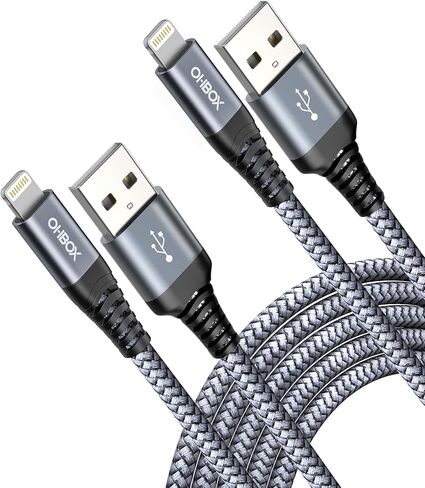 iPhone Charger Fast Charging [MFi Certified] Long iPhone Cable 10FT, 2 Pack | Nylon Braided Heavy Duty Apple Charger Cord for iPhone 14 13 12 11 X XS XR SE 8 7 6 5, iPad Pro, Air, mini, iPod, AirPods in Kuwait