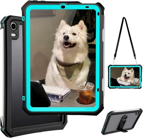 iPad Mini 6 Case - Waterproof Case for iPad Mini 6th Generation 2021 8.3 Inch Shockproof Full Body Protection 6th Gen iPad Mini 6 Tablet Case with Built in Screen Protector Strap Pen Holder Black in Saudi Arabia