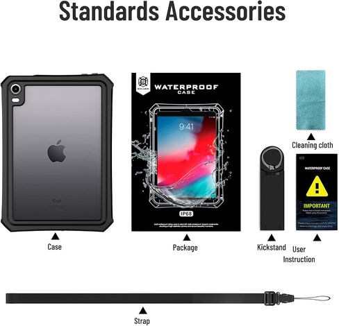 iPad Mini 6 Case - Waterproof Case for iPad Mini 6th Generation 2021 8.3 Inch Shockproof Full Body Protection 6th Gen iPad Mini 6 Tablet Case with Built in Screen Protector Strap Pen Holder Black in Saudi Arabia