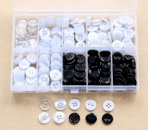 250pcs 11.5mm (0.46 بوصة) الحجم الصغير مستدير أزرار قميص راتنج أبيض من 4 حفرة لخياطة الملابس DIY الحرف اليقظة in Kuwait