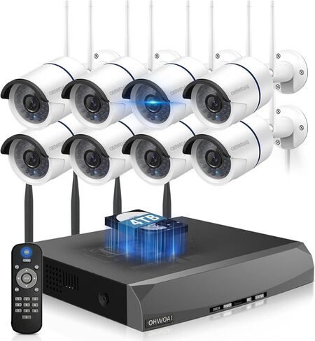 《Dual Antenna Enhanced & 100FT Night Vision》Outdoor Wireless Security Camera System, WiFi Cameras, Home Video Surveillance Systems in Kuwait
