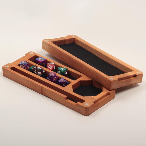 Wooden Dnd Dice Box - Dnd Dice Tray and Storage - Personalized Dnd Gifts - Dice Holder Box - Travel Dice Tray - Magnetic Lid For Storage (Anthracite, Large) in Saudi Arabia