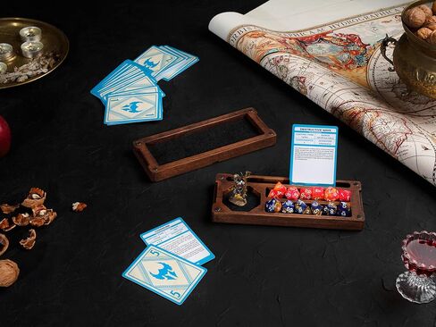 Wooden Dnd Dice Box - Dnd Dice Tray and Storage - Personalized Dnd Gifts - Dice Holder Box - Travel Dice Tray - Magnetic Lid For Storage (Anthracite, Large) in Saudi Arabia