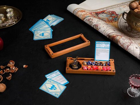 Wooden Dnd Dice Box - Dnd Dice Tray and Storage - Personalized Dnd Gifts - Dice Holder Box - Travel Dice Tray - Magnetic Lid For Storage (Anthracite, Large) in Saudi Arabia