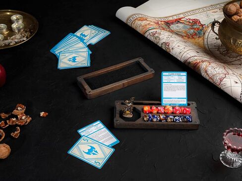 Wooden Dnd Dice Box - Dnd Dice Tray and Storage - Personalized Dnd Gifts - Dice Holder Box - Travel Dice Tray - Magnetic Lid For Storage (Anthracite, Large) in Saudi Arabia
