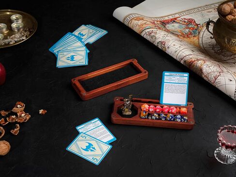 Wooden Dnd Dice Box - Dnd Dice Tray and Storage - Personalized Dnd Gifts - Dice Holder Box - Travel Dice Tray - Magnetic Lid For Storage (Anthracite, Large) in Saudi Arabia