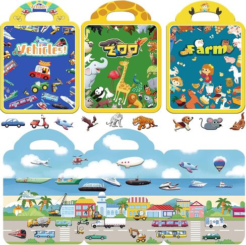 3D Reusable Puffy Stickers for Kids, Puffy Sticker Activity Animals Farm Ocean Animals Stickers for Toddler Learning Toys, Window Clings Decals Stickers for Kids Toddlers Boys Girls Birthday Gifts in Saudi Arabia