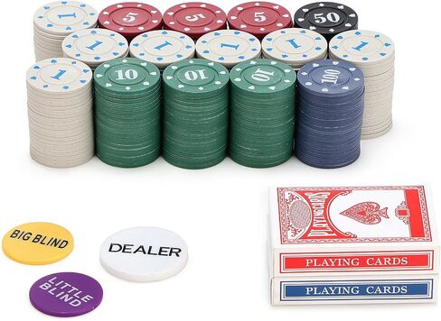 Denomination Poker Chips Set with 2 Decks of Premium Playing Cards for Texas Hold’em, Blackjack, and All Card Games in Saudi Arabia