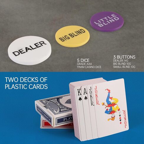 Denomination Poker Chips Set with 2 Decks of Premium Playing Cards for Texas Hold’em, Blackjack, and All Card Games in Saudi Arabia