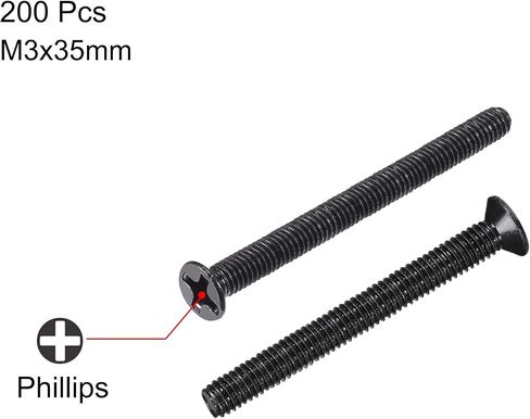 uxcell M4 x 8mm Phillips Screw Fastener Black for Laptop PC TV Fan Switch 200pcs in Saudi Arabia