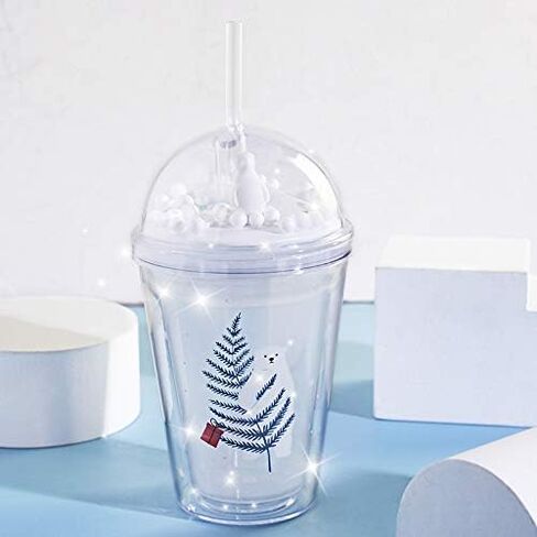 Cat Drink Cups with Straw Travel Tumblers Cups Cartoon Party Cup Ice Coffee Mug Water Bottle Birthday Gift (pink cat, 430ml cat) in Saudi Arabia