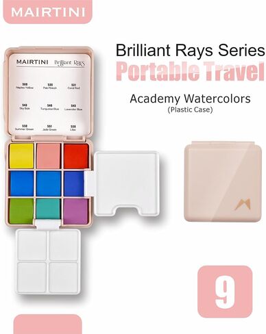 Mairtini Academy Grade Brilliant Series Solid Half-pan Portable Travel Watercolor Set 9 Colors (Macaron) in Saudi Arabia
